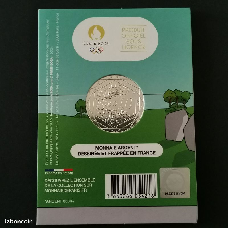 Coffret 10 euro argent 333‰ phryge jo de paris 2024 18/18 les alignements de carnac / france euros (image 2)