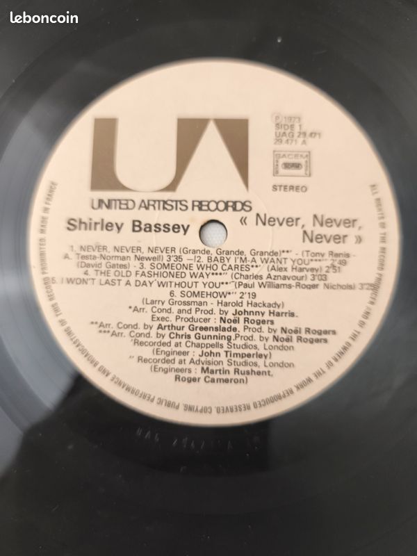 Vinyle 33T Shirley Bassey état VG+ (image 2)