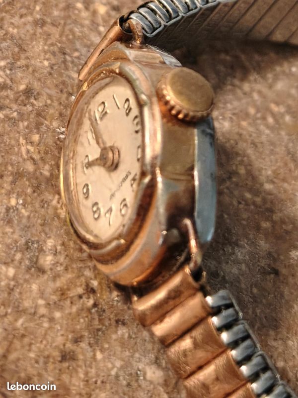 Montre Mécanique Domina Femme Plaquée Or Des Années 60 - Boîtier Acier, Cadran Bleu Pétrole, Style Art Déco