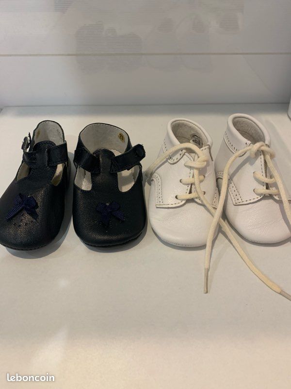 Jacadi Chaussons bébé fille ou garçon en cuir 21 Neuf