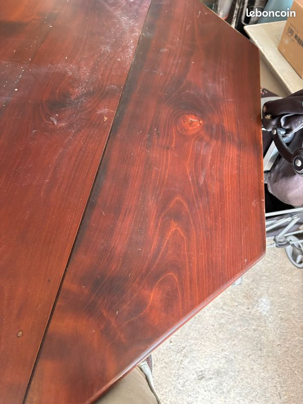 Table merisier foncé avec rabattant (image 3)
