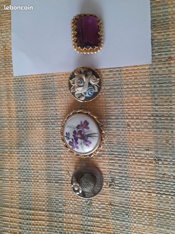 Lot De 4 Broches Anciennes + 1 BO - Pour Récupération, Réparation, Détournement - Occasion