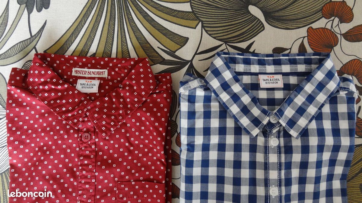 Chemise Garçon Chaps Rouge Rayée - Taille 18/20 (XL) - Manches Longues - Occasion