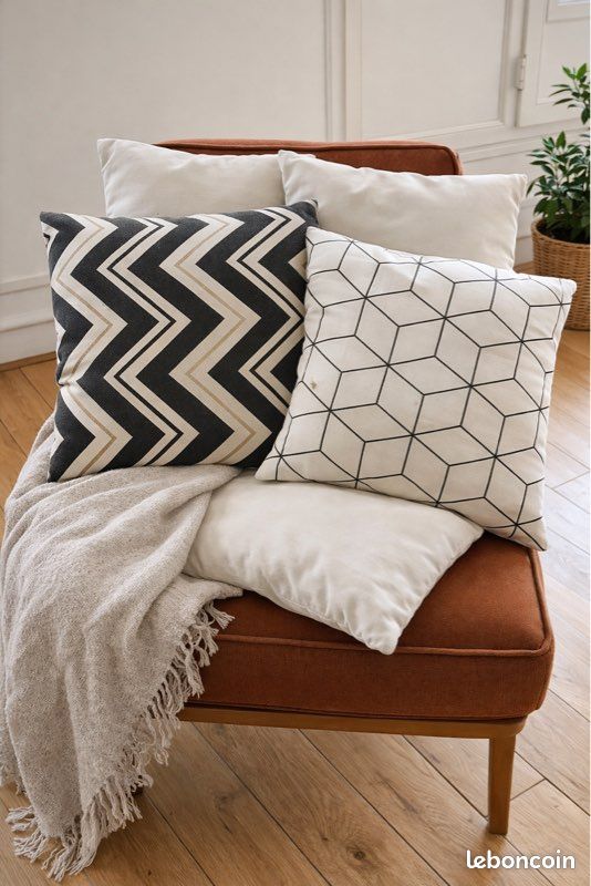 Coussin laine grosse maille, le plaisir du fait main