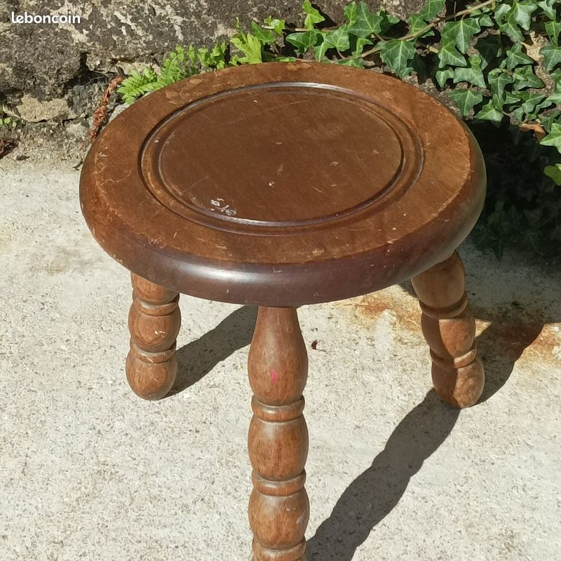 Ancien Tabouret en bois Vintage 1950-1960 (image 2)