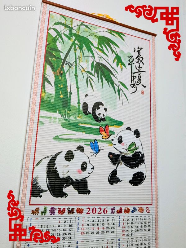 Calendrier Mural Chinois 2024 - Année Du Dragon Fu - Calendrier Chinois