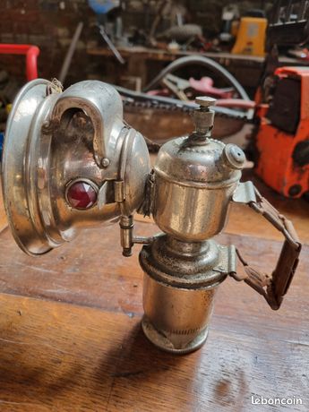 Lampe Frontale Vélo Vintage Années 40 - Salsbury's - Fer, Laiton Et Cuivre