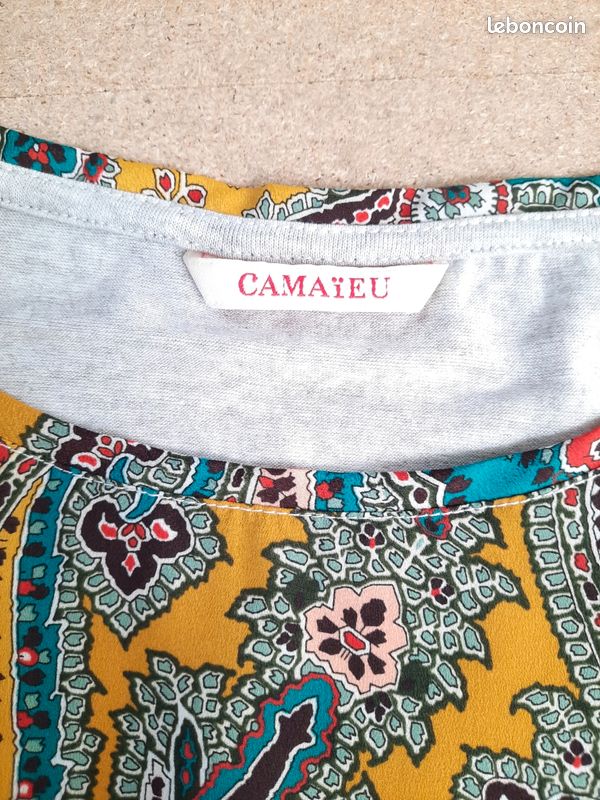 Taille 38 ou M Camaïeu haut top tee-shirt coloré femme Vêtements