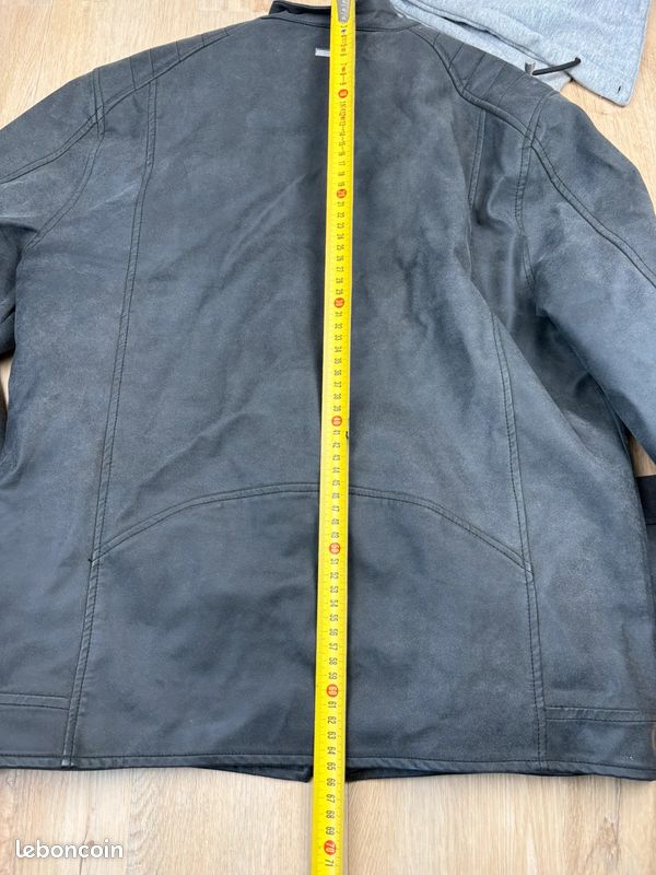 Blouson motard gris Kaporal taille L veste simili cuir et capuche amovible homme style (image 14)