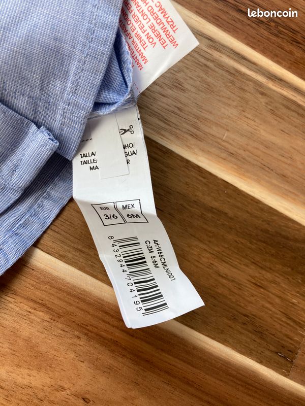 Chemise Gocco manches longues bleu chiné 3/6 mois (image 4)