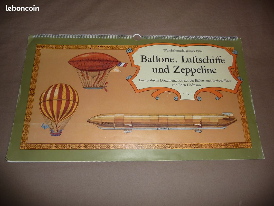 Calendrier rare I.Teil de 1976 ballons dIrigeables et mongolfieres avec photos allemandes (image 4)