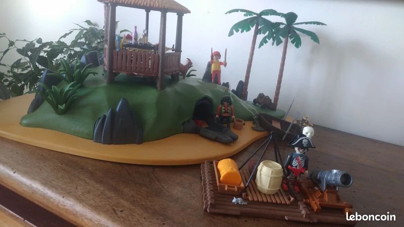 Playmobil vintage 1991 rare île des pirates XXL 3799 + radeau et accessoires divers (image 1)