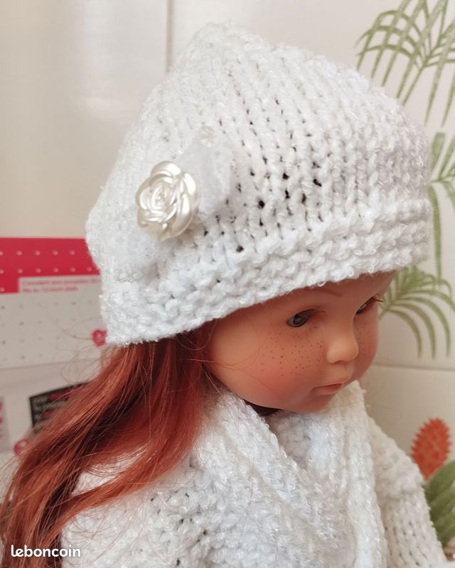 Corolle robe noire à customiser neuve et tenue blanc faite main gilet bonnet sac (image 4)