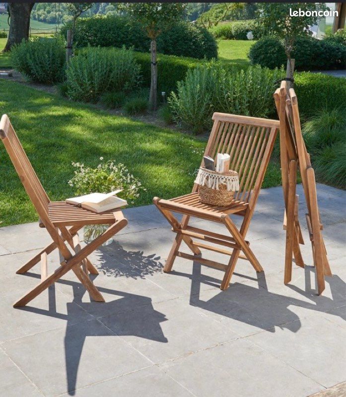 Lot de 4 chaises en teck neuves sous emballage possibilité de pkus de lot (image 4)