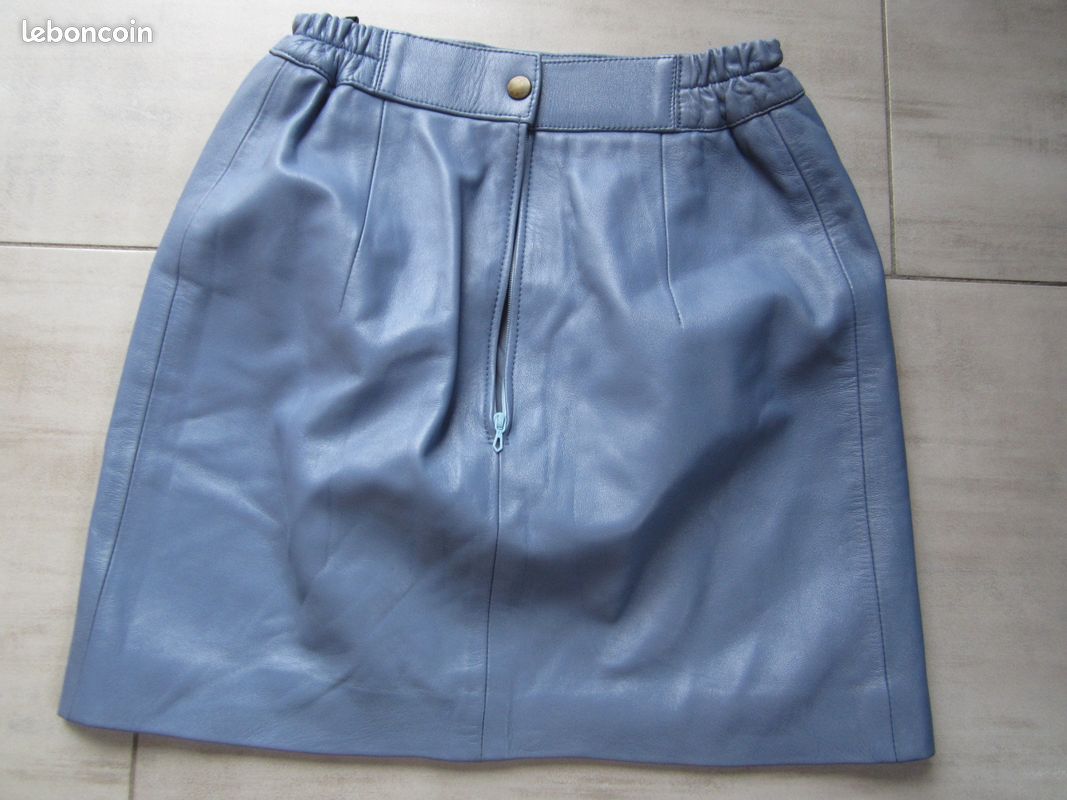 Jupe cuir bleu clair T36-S (1) (image 2)