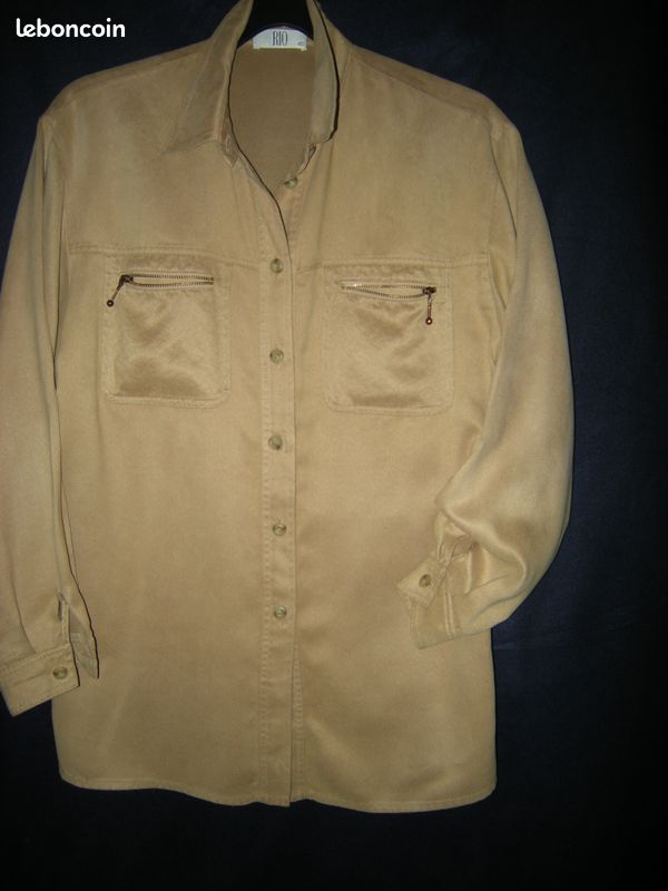Chemise/surchemise suedee beige (image 2)