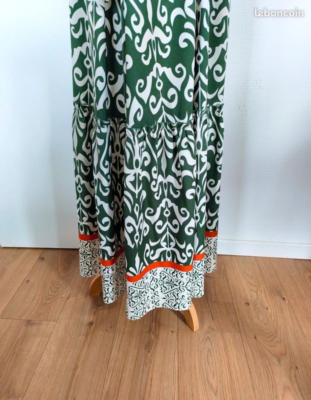 Robe longue imprimé vert et blanc, Joli & Jolly, taille 38 (image 9)