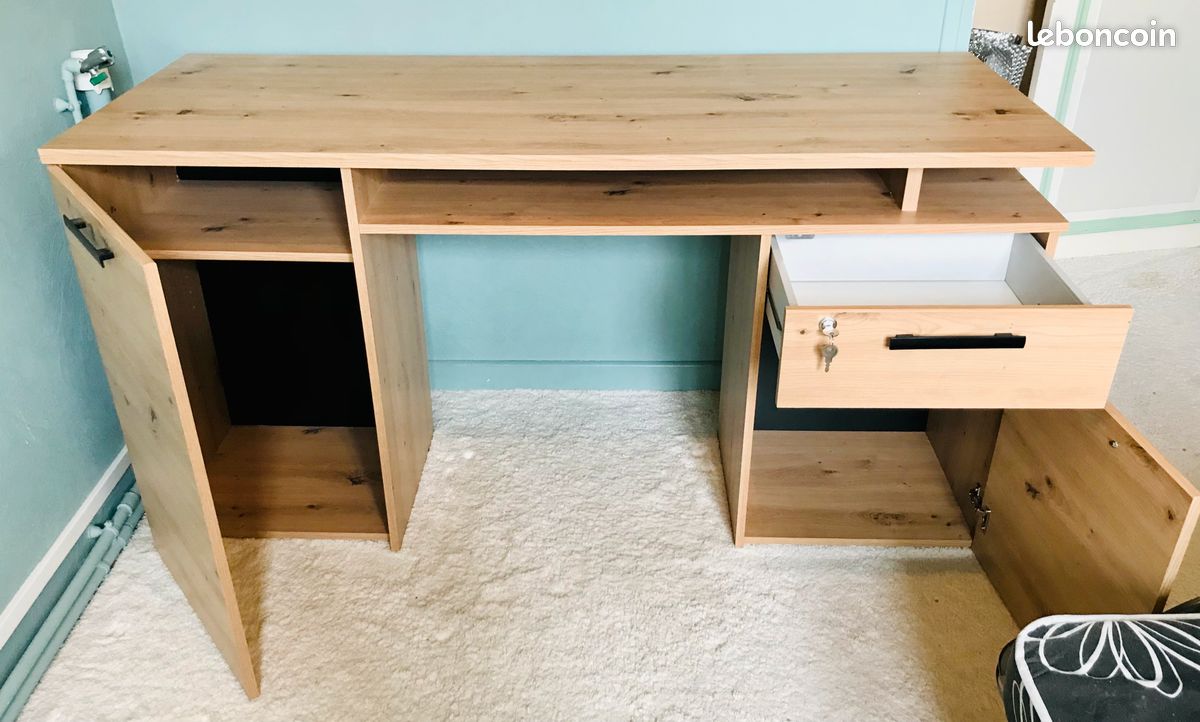Bureau droit MINISTER imitation chêne artisan en excellent état (image 4)