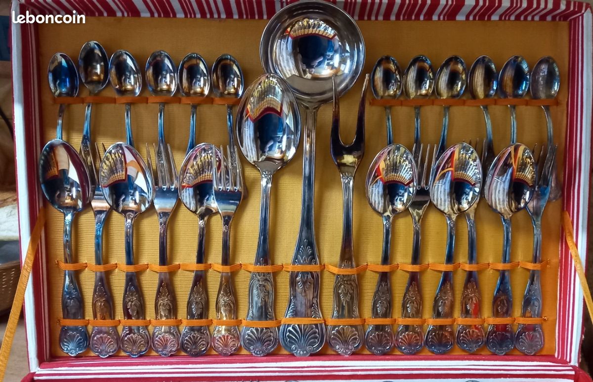 Ancienne Ménagère 49 Pièces Achille Princet En Métal Argenté, 3,1 Kg, Vintage