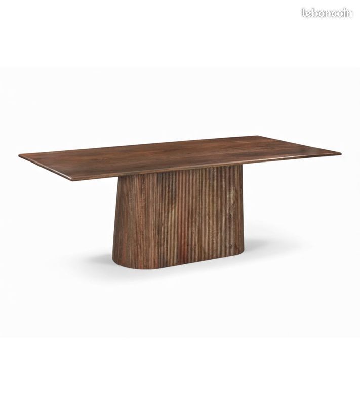 Table à manger 220 cm manguier massif pied central – Chandra (image 4)