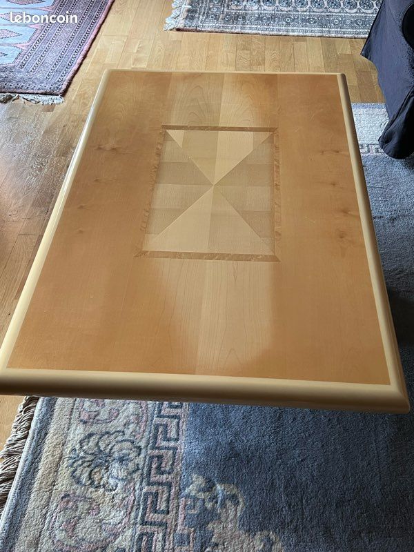 Table Basse Octogonale Signée Jean-Claude Mahey - Style Art Déco, Bois Loupe