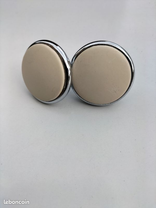 Poignées/boutons de meubles lots de 2 en acier chromé lourd couleur beige crème (image 2)