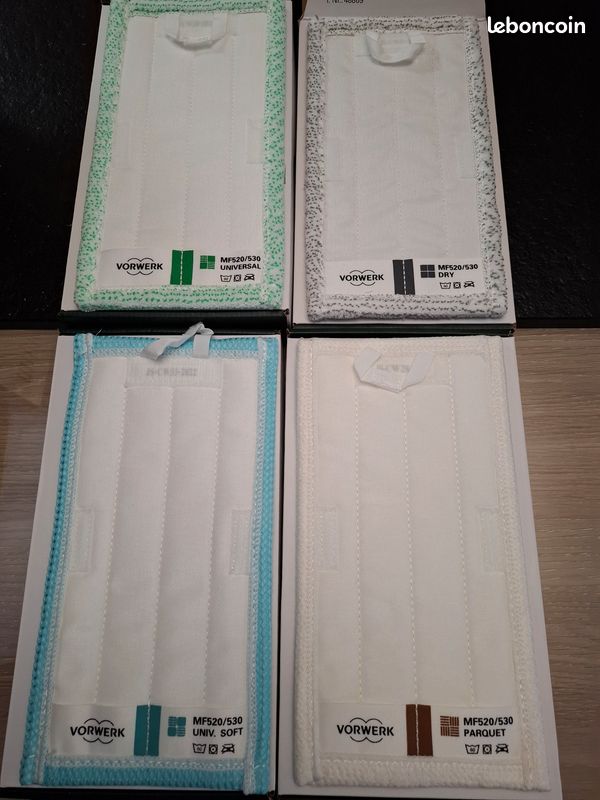 Lot De 4 Lingettes Microfibre Pour Aspirateur Vorwerk Kobold SP530 / SP520 - Nettoyage Humide Ou Sec - Neuf