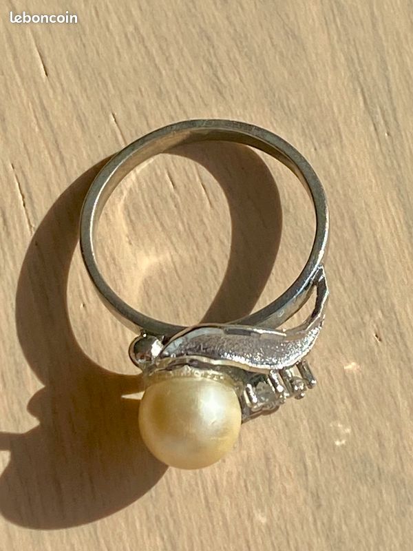 Bague En Argent Massif Avec Zirconium Bleu - Taille 56 - Bijou Occasion