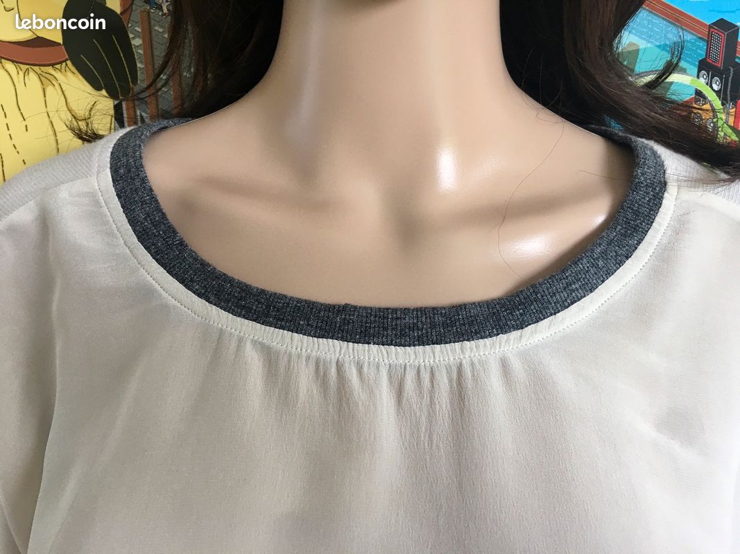 Top Iro crème et gris anthracite - Taille M (image 6)