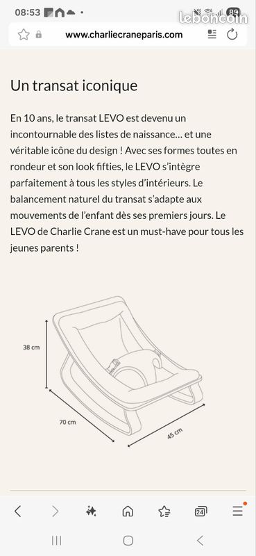 Transat Levo Charlie Crane Noyer et Gris (image 4)