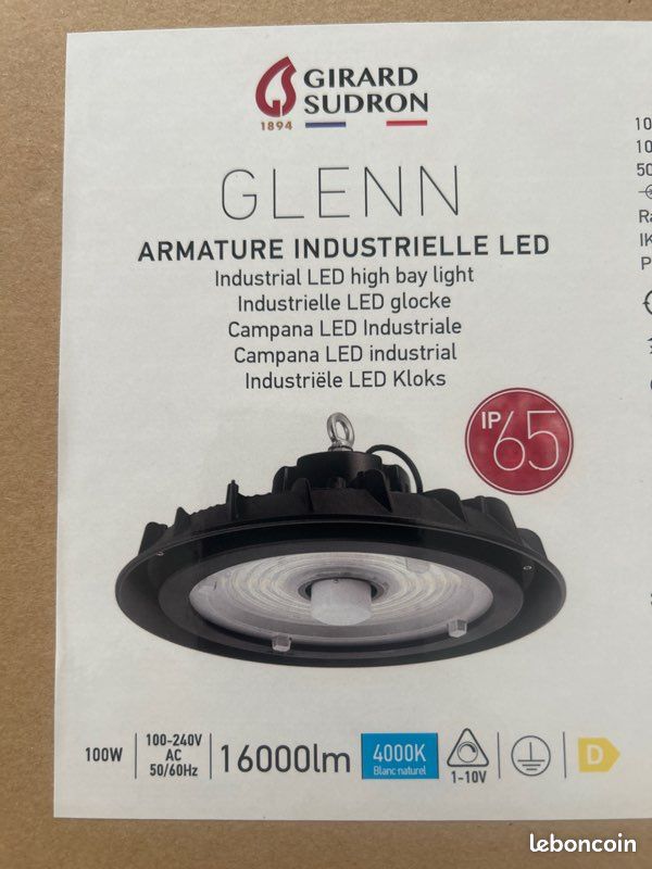 Vend 2 luminaires glenn armature industriel led (image 1)