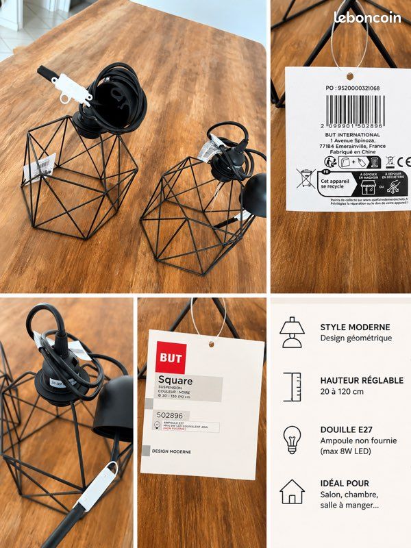 Lot de 2 suspensions design géométriques noires (image 1)