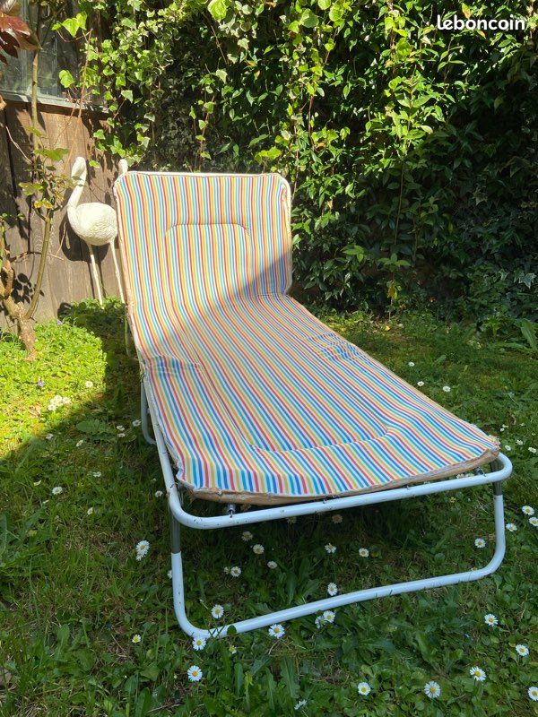 Lit De Camp Pliant Vintage GO-KOT – Vert – Nylon Et Aluminium – Camping