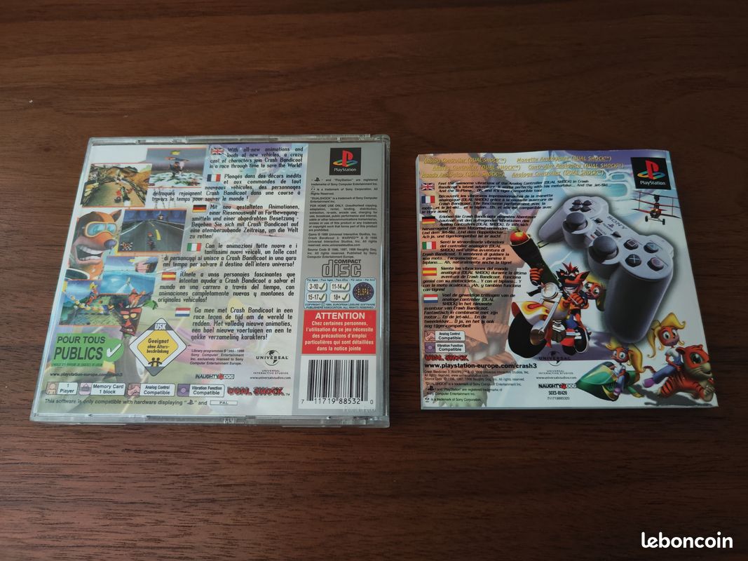 Crash Bandicoot 3 Warped Jeu Playstation 1 PS1 - CD Seul FR : Achat occasion | Jeux vidéo Playstation 3 ans - 4 ans Bon état Retrogaming