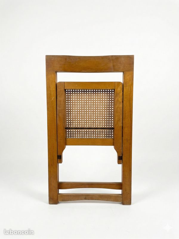 3 chaises pliantes vintage bois cannage 1970 (image 6)