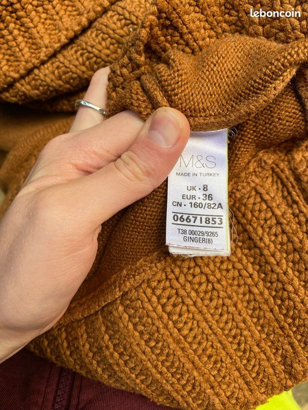 Pull Femme Col V Moutarde - Marks & Spencer Taille 8 - Très Bon état