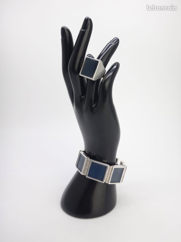 Bracelet Vintage Scooter Paris - Résine Argentée - Style Moderniste - Occasion