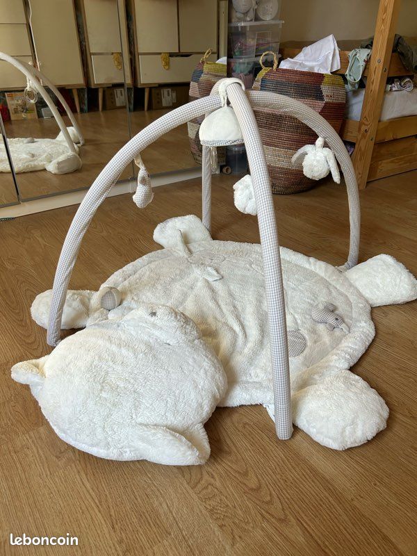 Tapis d'éveil bébé rond ours blanc D90 (image 2)