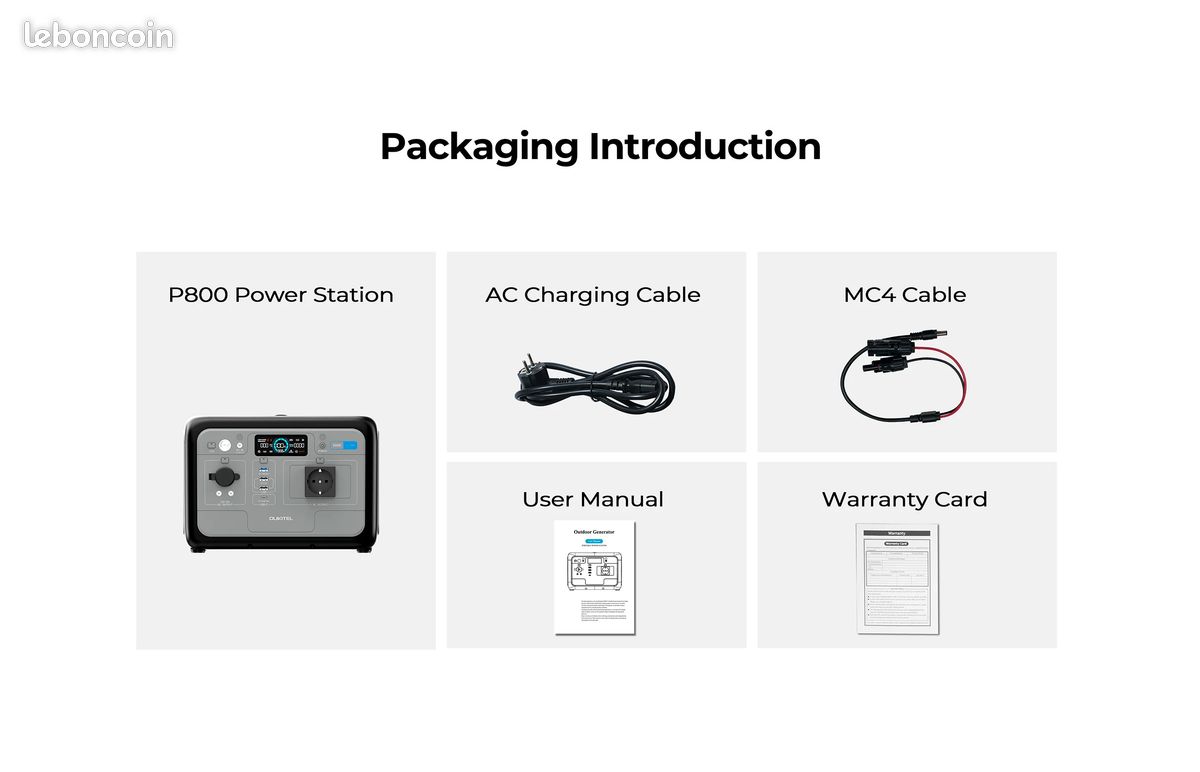 Station d'alimentation portable OUKITEL P800E, générateur solaire 800W, batterie Lifepo4 512Wh, alimentation de secours pour la maison, camping en plein air, alimentation mobile Livraison Gratuit (image 5)