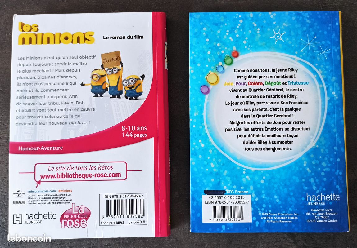 🎬 Lot 2 Livres : Les Minions + Vice-Versa (Disney Pixar) - Bibliothèque Rose (image 3)