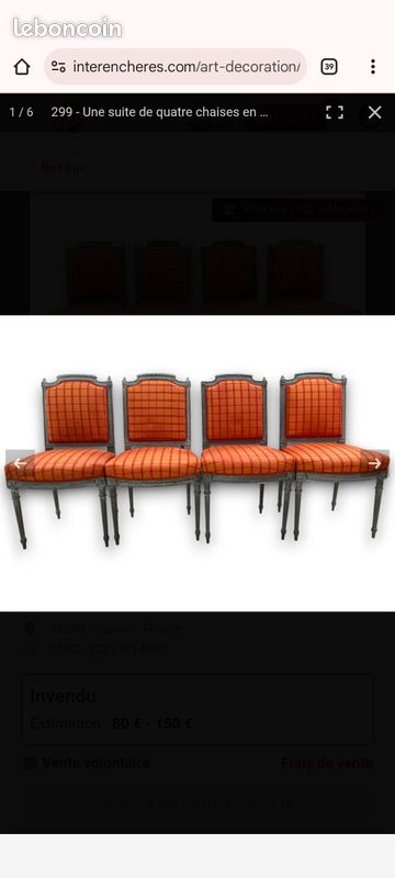 Suite de 4 chaises style louis xvi (image 4)