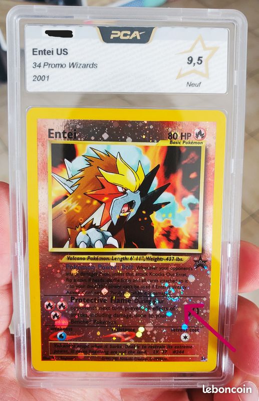 Carte Pokmon Grade PCA 9,5 | Entei n34 Holo - Reverse + 2x SWIRL |  Promo Black Star Wizard Of The Coast | EN | - Collection