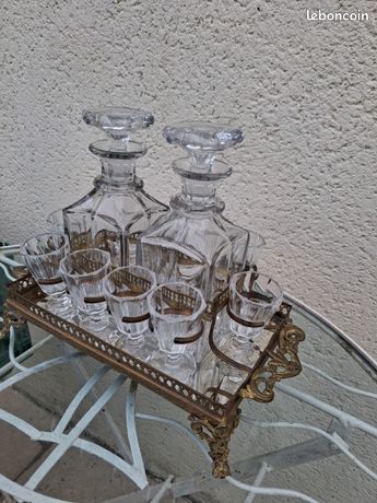 Plateau miroir vintage en métal chromé et miroir - pour apéritifs et service à liqueur