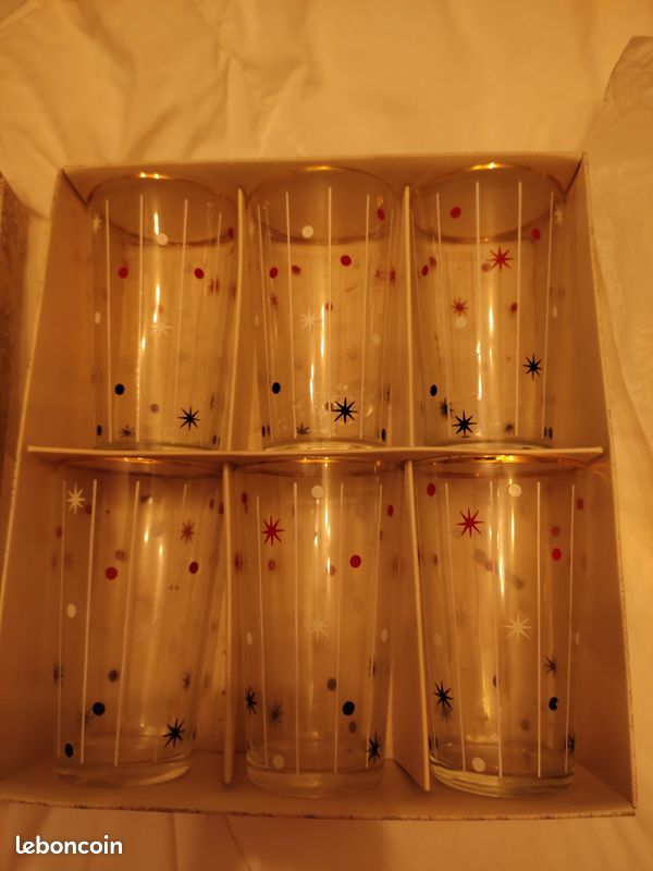 6 Verres vintage VMC REIMS 1950 (image 1)