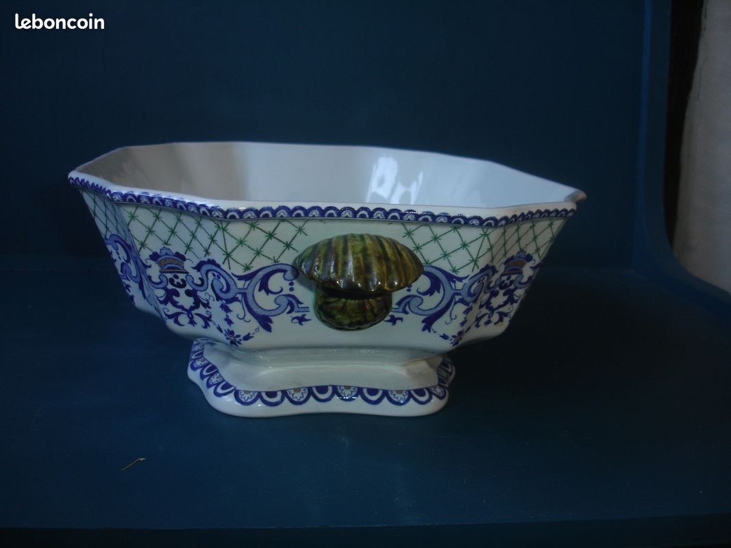 Grande SOUPIERE bleue Faïencerie de GIEN (image 10)