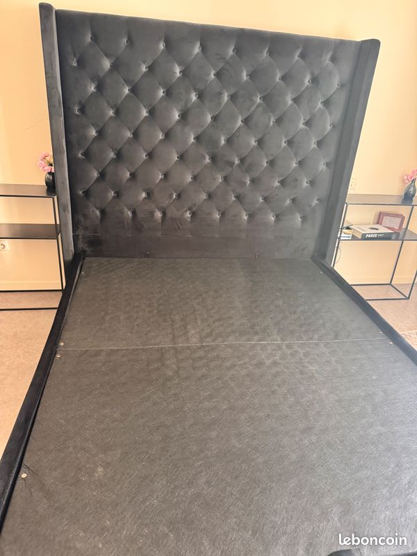 Urgent Lit coffre 160x200 noir + 2 tables de chevet offertes – 350 (image 11)