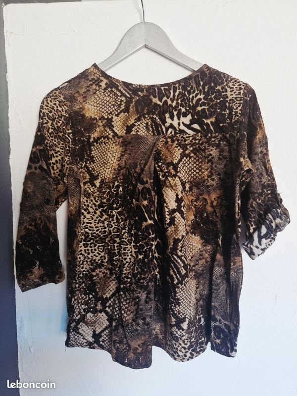 💙 Blouse style chemisier manches 3/4 léopard 36 (image 2)