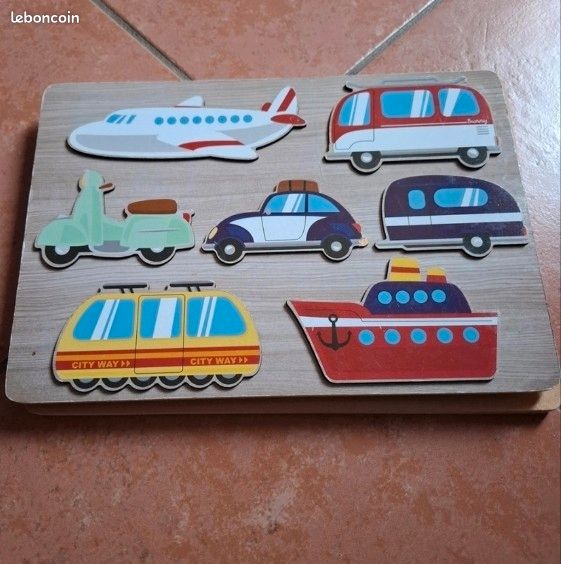 Puzzle en bois moyens de transport (image 1)