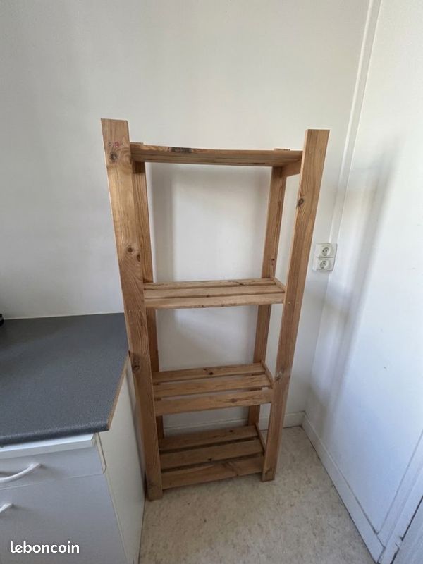 Étagère, meuble de rangement en bois massif (image 1)