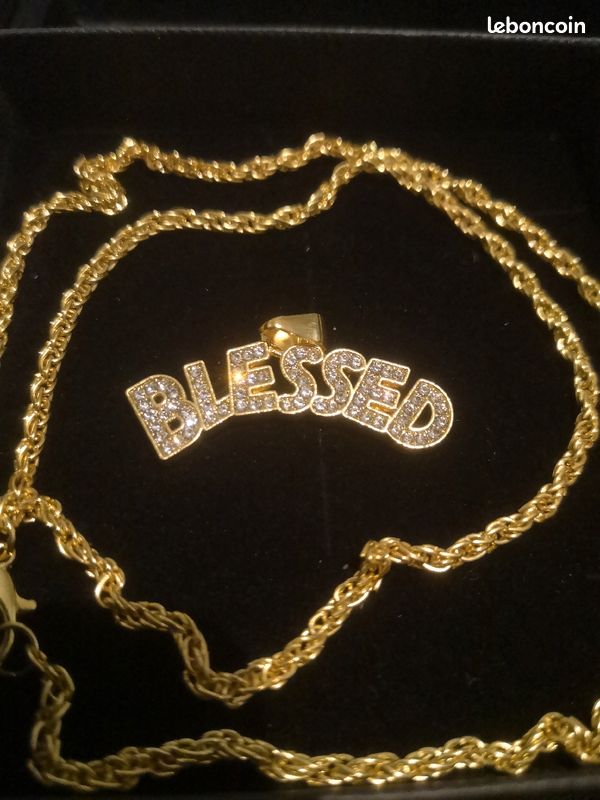 Chaîne + pendentif Blessed OR Jaune et Diamants (image 1)
